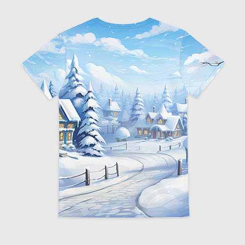 Женская футболка Снежный зимний фон / 3D-принт – фото 2