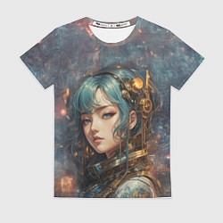 Футболка женская Прекрасная кибернетическая девушка, цвет: 3D-принт