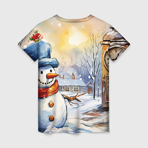 Женская футболка Снеговик новый год / 3D-принт – фото 2