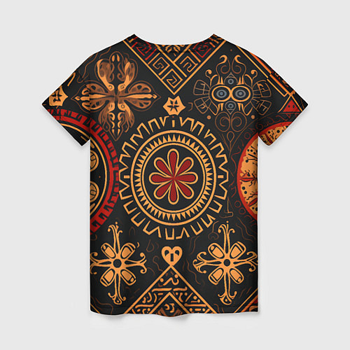Женская футболка Орнамент в славянском стиле на тёмном фоне / 3D-принт – фото 2