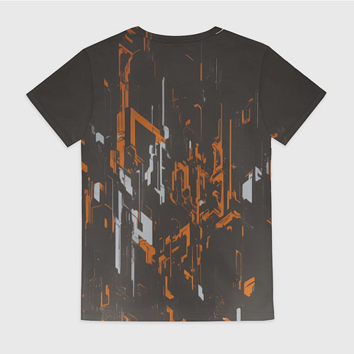 Женская футболка Девушка и оранжевые линии / 3D-принт – фото 2