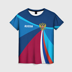 Футболка женская Герб и триколор России с геометрией, цвет: 3D-принт