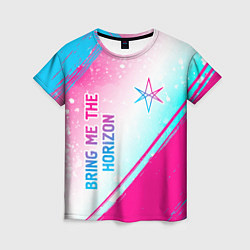 Футболка женская Bring Me the Horizon neon gradient style вертикаль, цвет: 3D-принт