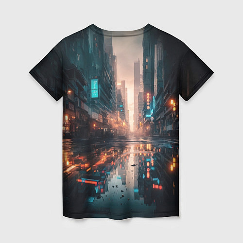 Женская футболка Городской пейзаж после дождя / 3D-принт – фото 2
