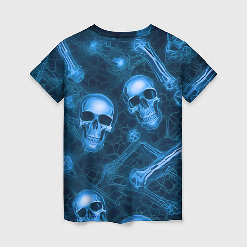 Женская футболка Синие черепа и кости / 3D-принт – фото 2