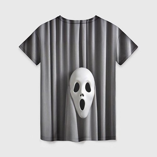 Женская футболка Маска призрака и серые шторы / 3D-принт – фото 2