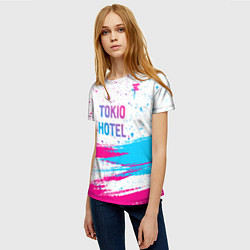 Футболка женская Tokio Hotel neon gradient style посередине, цвет: 3D-принт — фото 2