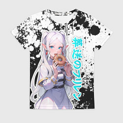 Женская футболка Фрирен - поедает пончик