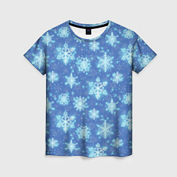 Женская футболка Pattern with bright snowflakes