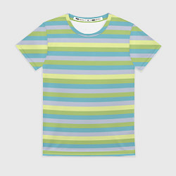 Женская футболка Серый и лимонный полосатый