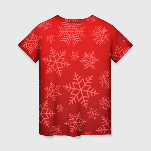 Женская футболка Красные снежинки / 3D-принт – фото 2