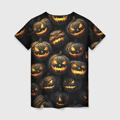Женская футболка Зловещие хэллоуинские тыквы / 3D-принт – фото 2