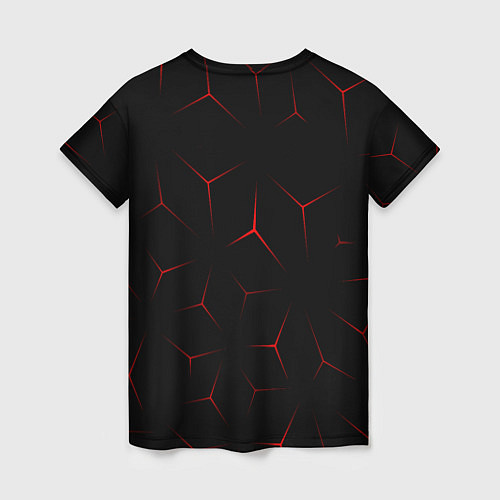 Женская футболка Красный кибер узор / 3D-принт – фото 2