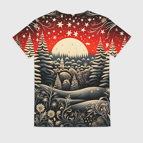 Женская футболка Новогодняя сказка зимний рисунок / 3D-принт – фото 2