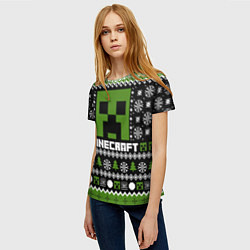 Футболка женская Minecraft christmas sweater, цвет: 3D-принт — фото 2