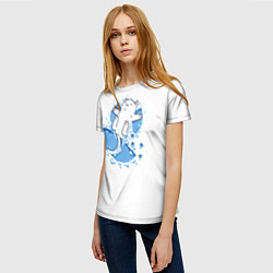 Футболка женская Снежный кото-ангел, цвет: 3D-принт — фото 2