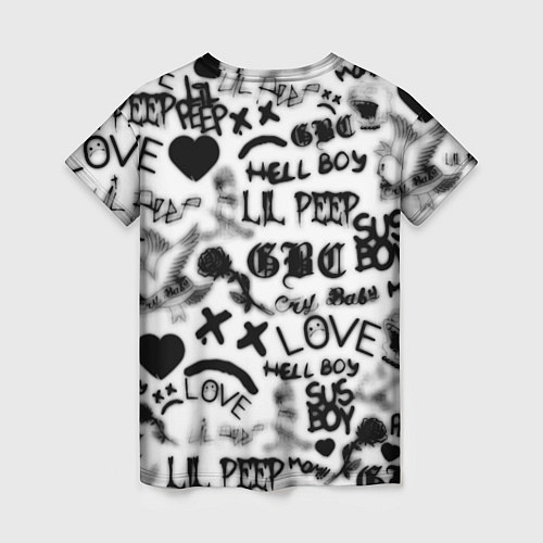 Женская футболка Lil peep автограф / 3D-принт – фото 2