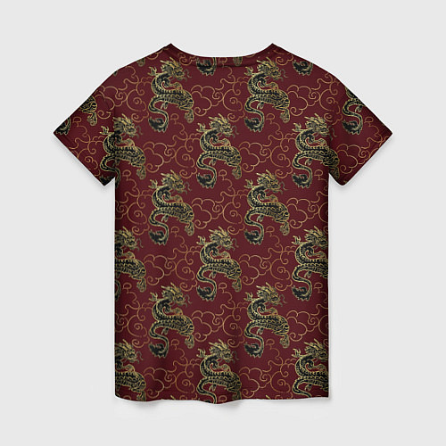 Женская футболка Азиатский стиль дракона / 3D-принт – фото 2
