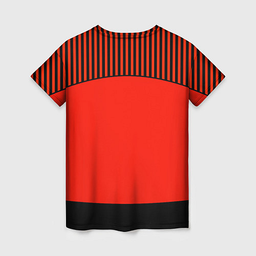Женская футболка Оранжево черный комбинированный узор в полоску / 3D-принт – фото 2