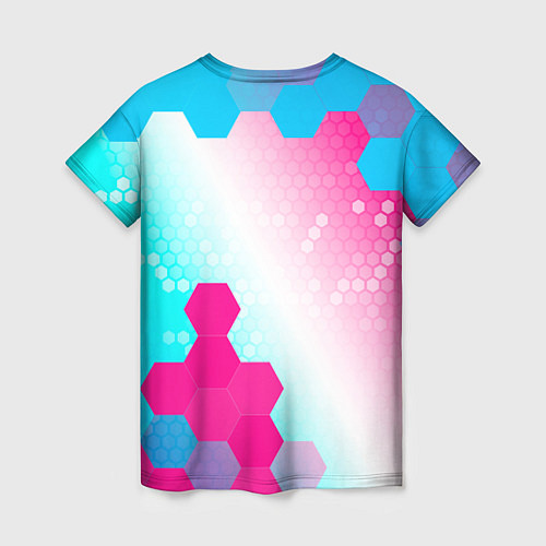Женская футболка Minecraft neon gradient style вертикально / 3D-принт – фото 2
