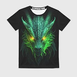 Женская футболка Светящийся зеленый дракон 2024