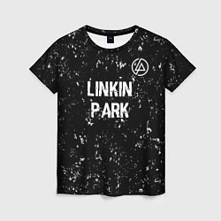 Футболка женская Linkin Park glitch на темном фоне посередине, цвет: 3D-принт