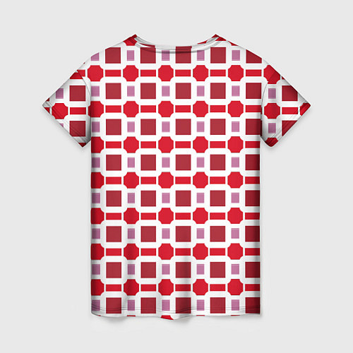 Женская футболка Красные кирпичики и белые полосы / 3D-принт – фото 2