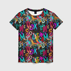 Футболка женская Multicolored english letters, цвет: 3D-принт