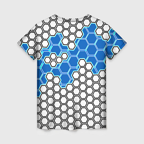 Женская футболка Синяя энерго-броня из шестиугольников / 3D-принт – фото 2