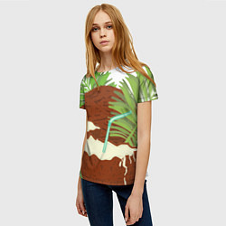 Футболка женская Кокосы и листья, цвет: 3D-принт — фото 2