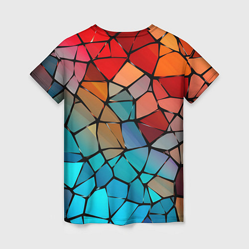 Женская футболка Красно-синяя витражная мозаика / 3D-принт – фото 2