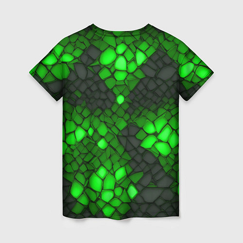 Женская футболка Зелёный трескающийся камень / 3D-принт – фото 2