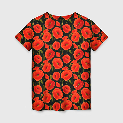 Женская футболка Полевые цветы маки / 3D-принт – фото 2