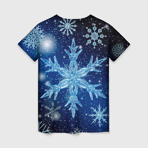 Женская футболка Новогодние снежинки кружатся / 3D-принт – фото 2