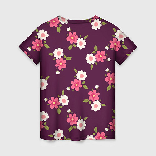 Женская футболка Цветочный паттерн в розовых оттенках / 3D-принт – фото 2