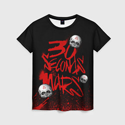 Футболка женская Thirty seconds to mars skulls, цвет: 3D-принт