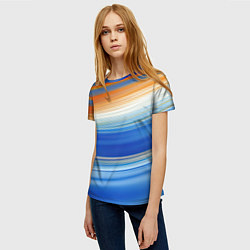 Футболка женская Оранжевые и синий градиент, цвет: 3D-принт — фото 2
