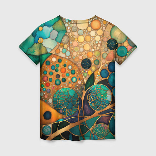 Женская футболка Вдохновение Климтом - изумрудная абстракция с круг / 3D-принт – фото 2