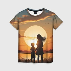 Футболка женская Мать и дитя на закате, цвет: 3D-принт