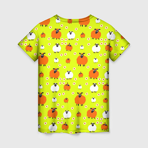 Женская футболка Стадо овец в поле / 3D-принт – фото 2