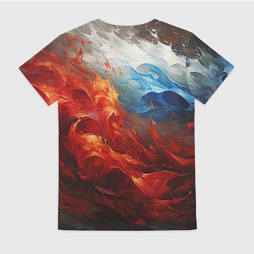 Женская футболка Абстрактный белый синий красный дым / 3D-принт – фото 2