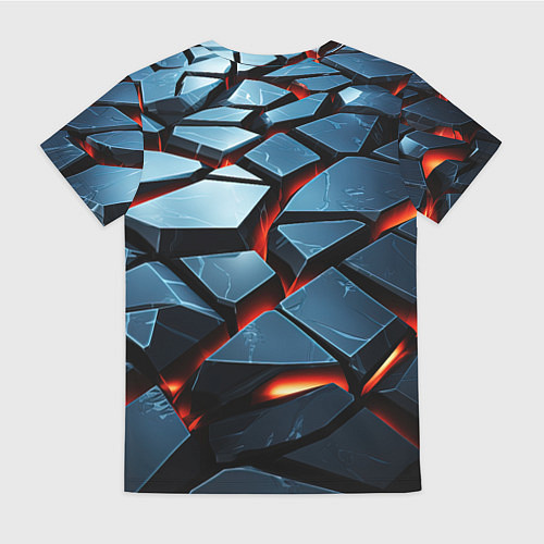 Женская футболка Абстрактные плиты с оранжевым светом / 3D-принт – фото 2
