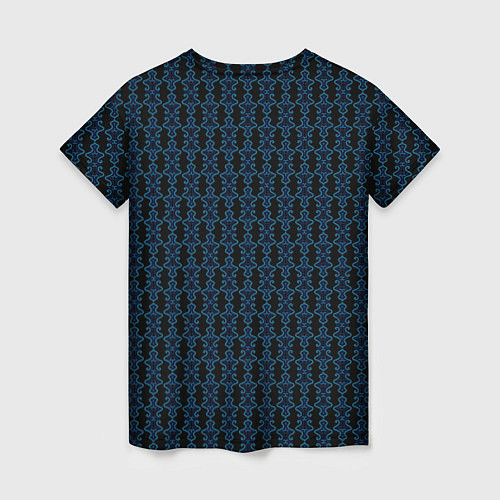 Женская футболка Узоры чёрно-синий паттерн / 3D-принт – фото 2
