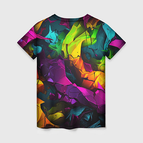 Женская футболка Яркие разноцветные краски / 3D-принт – фото 2