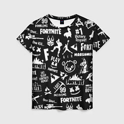 Женская футболка Fortnite alllogo black