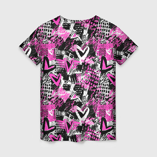 Женская футболка Каракулевые сердечки паттерн / 3D-принт – фото 2