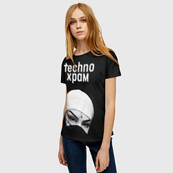 Футболка женская Techno храм монашка в маске, цвет: 3D-принт — фото 2