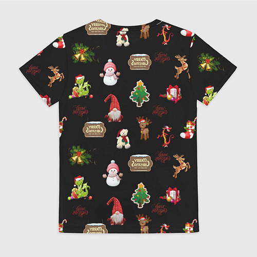 Женская футболка Много новогодних игрушек / 3D-принт – фото 2