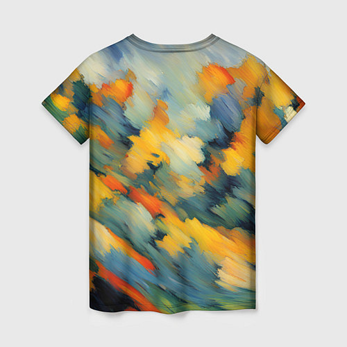 Женская футболка Жёлтые и синие мазки / 3D-принт – фото 2