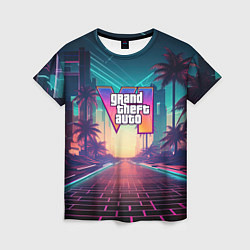Женская футболка GTA 6 night city logo